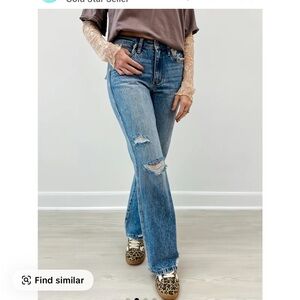 Judy Blue OASIS Mid-Rise 90's Straight Rigid Magic Distressed Jeans